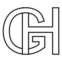 logotyp tecken gh hg ikon nft interlaced brev g h vektor