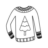 Hand gezeichnet Weihnachten warm Pullover. Gekritzel Vektor Illustration