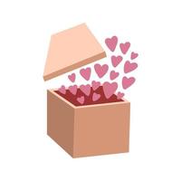 söt klotter kärlek gåva låda med hjärtan. hand dragen vektor illustration