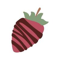 jordgubb i choklad romantisk ClipArt i platt stil. vektor illustration, Färg, sommar klotter.