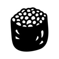 japanisch Sushi rollen mit Kaviar im Hand gezeichnet Gekritzel Stil. asiatisch Essen zum Restaurants Speisekarte vektor