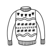 Hand gezeichnet Weihnachten warm Pullover. Gekritzel Vektor Illustration