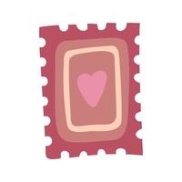 romantisch Porto Briefmarke Clip Art im eben Stil. Vektor Illustration, Valentinstag Tag Gekritzel.