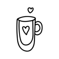Hand gezeichnet Tee oder Kakao Becher mit Herz. Gekritzel Vektor Illustration