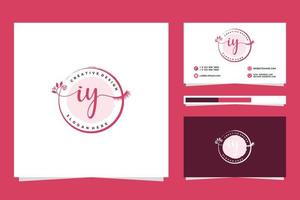 första iy feminin logotyp samlingar och företag kort templat premie vektor