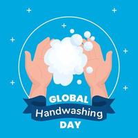 globales Handwasch-Tagesbanner mit Seifenschaum