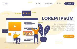 Landingpage-Vorlage mit Geschäftsleuten, die eine moderne Website erstellen vektor