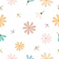 nahtlose handgezeichnete pastellfarbene Blumenmuster-Hintergrundvektorillustration für Mode-, Stoff-, Tapeten- und Druckdesign vektor