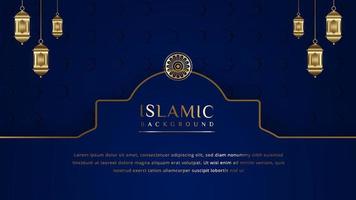 islamisch Arabisch elegant Luxus Zier Hintergrund mit islamisch Muster und dekorativ Laternen vektor