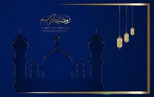 Ramadan kareem im Luxus Stil mit Moschee und Laterne vektor