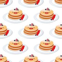 söt pannkakor sömlös mönster. vektor illustration. mat ikon begrepp. platt tecknad serie stil.