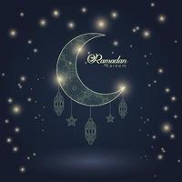 ramadan kareem hälsning islamisk fest mörk natt bakgrund vektor
