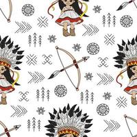 Pocahontas Pfeil Indianer nahtlos Muster Vektor Illustration
