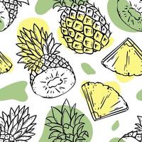 ananas bakgrund utsökt frukt skiss sömlös mönster vektor