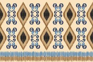 ethnisch Ikat Stoff Muster geometrisch Stil.afrikanisch Ikat Stickerei ethnisch orientalisch Muster Weiß braun Sahne Hintergrund. abstrakt, vektor, illustration. zum Textur, Kleidung, Verpackung, Dekoration, Teppich. vektor