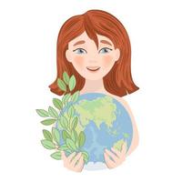 spara planet jord Semester klot flicka vektor illustration uppsättning