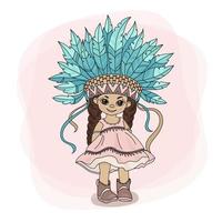 ung pocahontas indianer prinsessa hjälte vektor illustration uppsättning