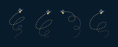 Glühwürmchen fliegend mit Weg Clip Art Sammlung. Glühwürmchen abstrakt Illustration. vektor