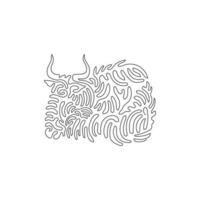 kontinuierlich Kurve einer Linie Zeichnung von energisch Gnus Kurve abstrakt Kunst. Single Linie editierbar Schlaganfall Vektor Illustration von Gnus elegant Horn zum Logo, Mauer Dekor und Poster drucken Dekor