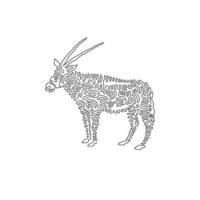 kontinuerlig kurva ett linje teckning av oryxer är kraftigt kurva abstrakt konst. enda linje redigerbar stroke vektor illustration av oryx med stark uthållighet för logotyp, vägg dekor