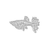 Single lockig einer Linie Zeichnung von schön Flosse Guppy Fisch abstrakt Kunst. kontinuierlich Linie zeichnen Grafik Design Vektor Illustration von bezaubernd Schwanzflossen zum Symbol, Symbol, Unternehmen Logo, Poster Mauer Dekor
