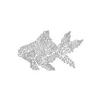 Single einer Linie Zeichnung von schön Goldfisch abstrakt Kunst. kontinuierlich Linie zeichnen Grafik Design Vektor Illustration von süß Flosse Aufbau Goldfisch zum Symbol, Symbol, Unternehmen Logo, Poster Mauer Dekor