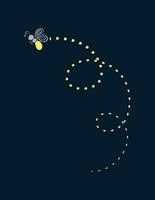 Glühwürmchen fliegend mit Weg Clip Art. Glühwürmchen abstrakt Illustration. vektor
