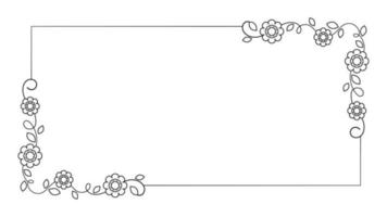 Blumen- Rechteck rahmen. Hand gezeichnet Linie Grenze, Blätter und Blumen, Hochzeit Einladung und Karten, Logo Design und Plakate Vorlage. elegant minimal Stil Blumen- Vektor isoliert