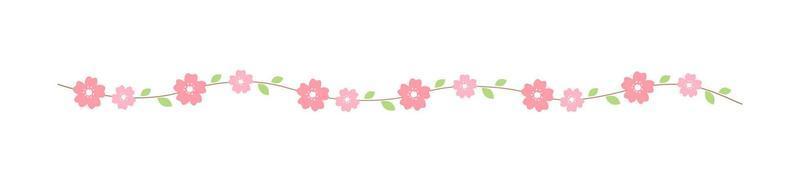 Kirsche blühen Teiler Grenzen. Frühling Sakura japanisch Blume Trennzeichen Design Element. vektor