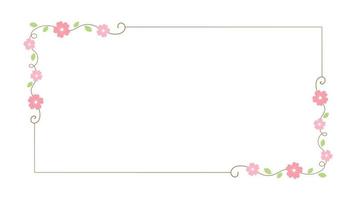 süß botanisch rechteckig rahmen. Hand gezeichnet Linie Grenze, Blätter und Blumen, Hochzeit Einladung und Karten, Logo Design und Plakate Vorlage. elegant minimal Stil Blumen- Vektor isoliert