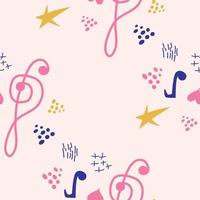 rosa, blå pastell textur med musikalisk anteckningar och en diskant klav. mall för festival flygblad vektor