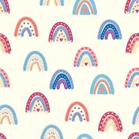 regenbogennahtloses muster in pastellfarben. handgezeichnete illustration des skandinavischen babys für textilien und neugeborene kleidung. vektor