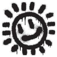 Sonnenblume Emoticon Graffiti mit schwarz sprühen malen. Vektor illlustration