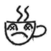 Emoticon Graffiti ein Tasse von heiß Kaffee mit schwarz sprühen Farbe vektor