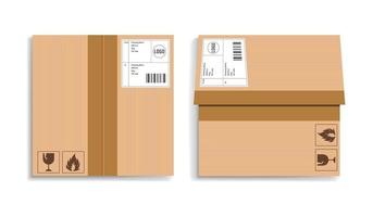 realistisk förpackning kartong låda - paket förpackning mall attrapp vektor