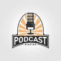 Emblem Podcast Logo Symbol einfach Design Vektor Illustration