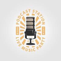 Emblem einfach Podcast Logo Symbol Design Illustration Vektor, Musik- Party Symbol
