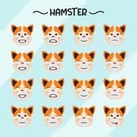 samling av hamster ansiktsbehandling uttryck i platt design stil vektor