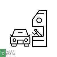 Fahrt durch Linie Symbol. einfach Gliederung Stil Symbol zum Netz, Handy, Mobiltelefon, ui Design. durch, Fenster, Auto, Restaurant, Geschäft Konzept. Vektor Illustration isoliert auf Weiß Hintergrund. eps 10.