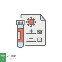 covid Prüfung Symbol. einfach gefüllt Gliederung Stil. positiv Corona Virus Ergebnis, Negativ, schnell, Plasma, Forschung, medizinisch Konzept. Vektor Illustration isoliert auf Weiß Hintergrund. eps 10.