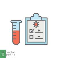 covid Prüfung Symbol. einfach gefüllt Gliederung Stil. positiv Corona Virus Ergebnis, Negativ, schnell, Plasma, Forschung, medizinisch Konzept. Vektor Illustration isoliert auf Weiß Hintergrund. eps 10.