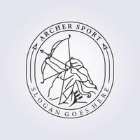 archer sport logotyp bricka i linje konst vektor illustration design