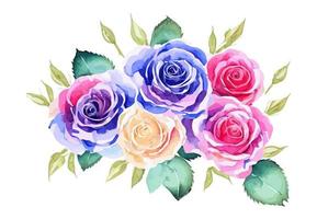 ziemlich bunt Aquarell Strauß Rosen vektor