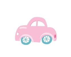 Zeichnen Sie Charakter Design niedlich schöne rosa Pastell Auto. isoliert auf weiß. Gekritzel Cartoon Stil Valentinstag Auto. Vektorillustration vektor