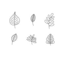 uppsättning vårblad kontur vektor linje ikoner. doodle vår koncept minimal stil illustration för barn bok design eller webb. element av träd logotyp