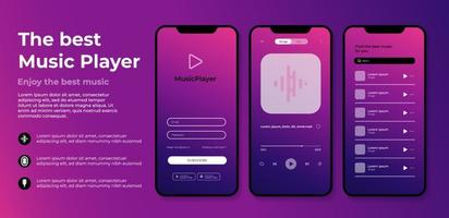 Smartphone Musik- Spieler App Schnittstelle Design Vorlage vektor