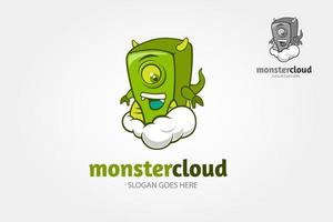 monster moln vektor logotyp maskot. Lycklig tecknad serie monster i de moln. logotyp vektor illustration.