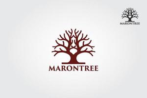 maron Baum Logo Illustration. Vektor Silhouette von ein Baum.