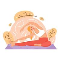 eben Mädchen Charakter auf ein natürlich Umgebung tun Yoga Vektor Illustration