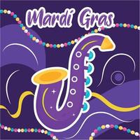 färgad mardi gras mall isolerat saxofon vektor illustration